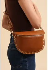 Crossbody studs cognac