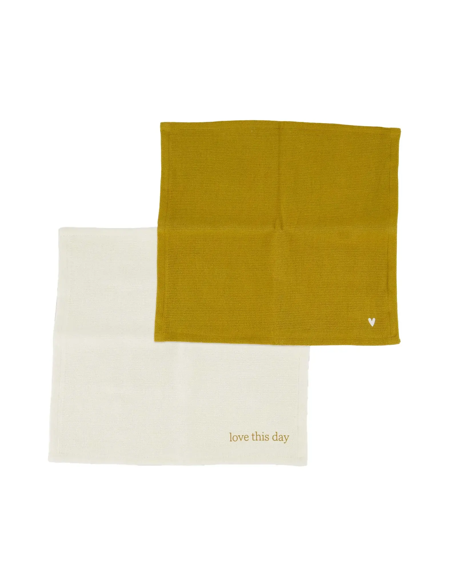 Set 2 vaatdoekjes love this day hartje