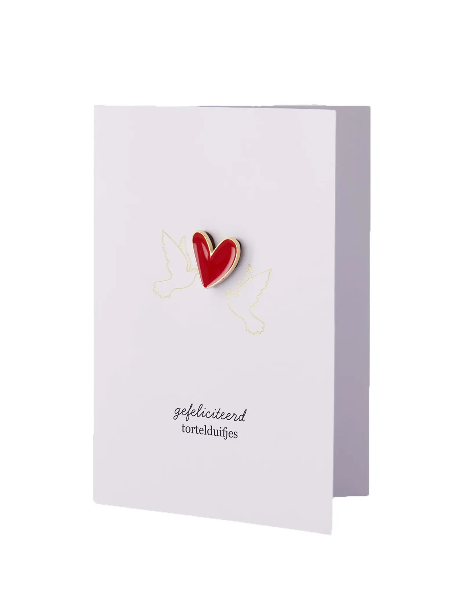 Wenskaart gefeliciteerd tortelduifjes