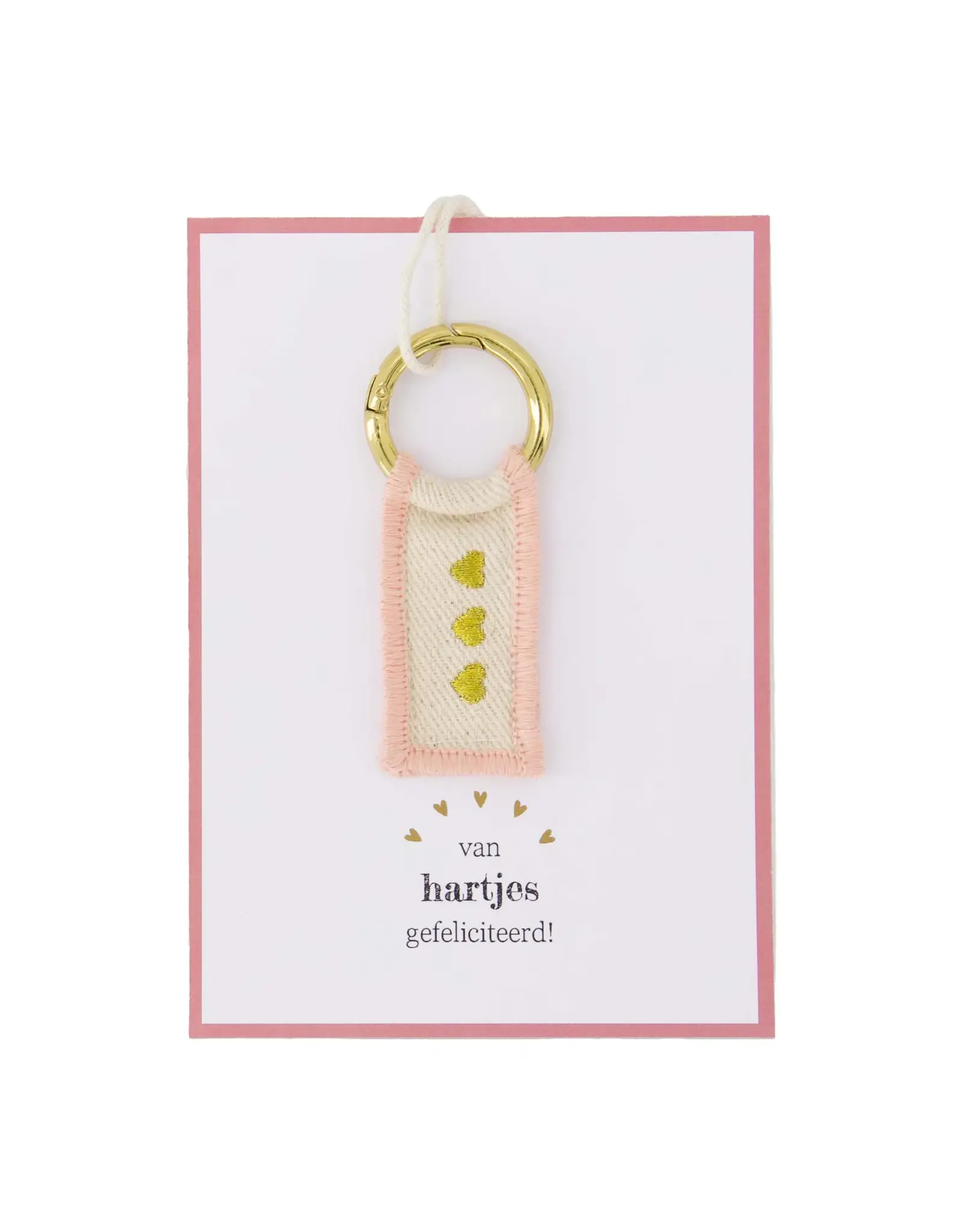 Sleutelhanger van hartjes gefeliciteerd