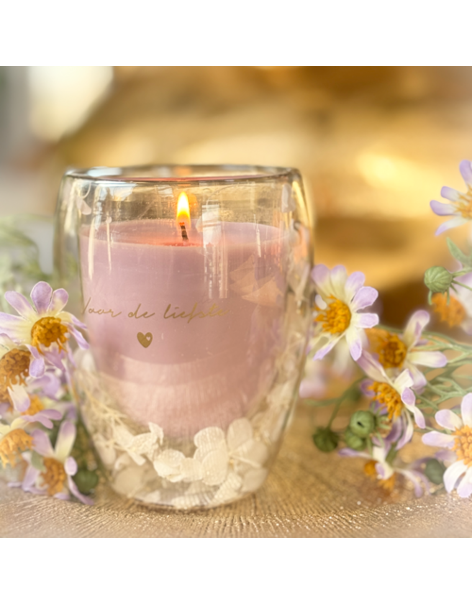 Geurkaars theeglas Voor de liefste