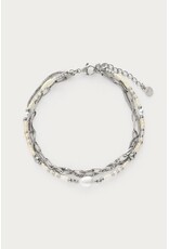 Dubbele armband kralen en zoetwaterparels zilver