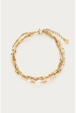 Dubbele armband kralen en zoetwaterparels