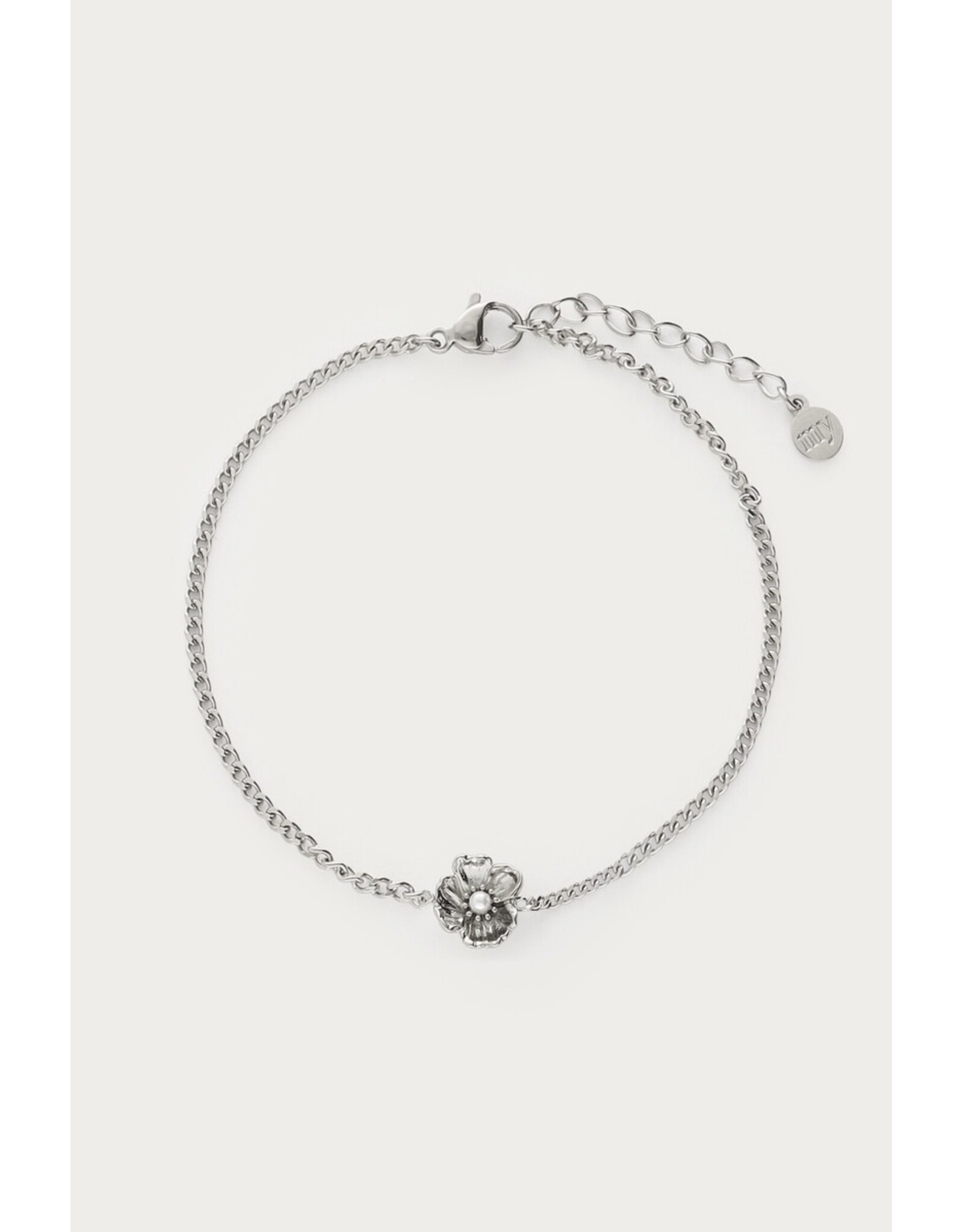 Armband parel bloem zilver