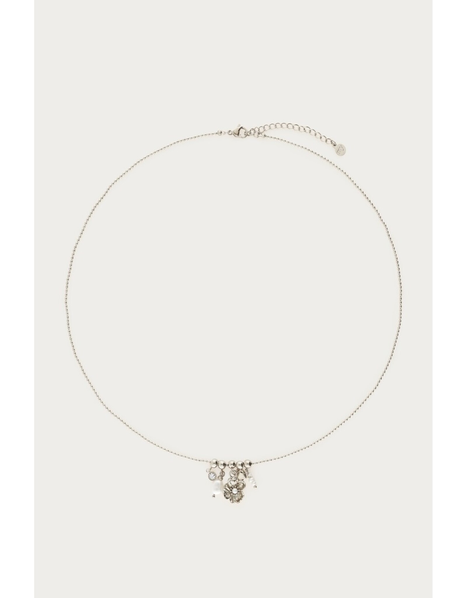 Ketting parel bloem zilver