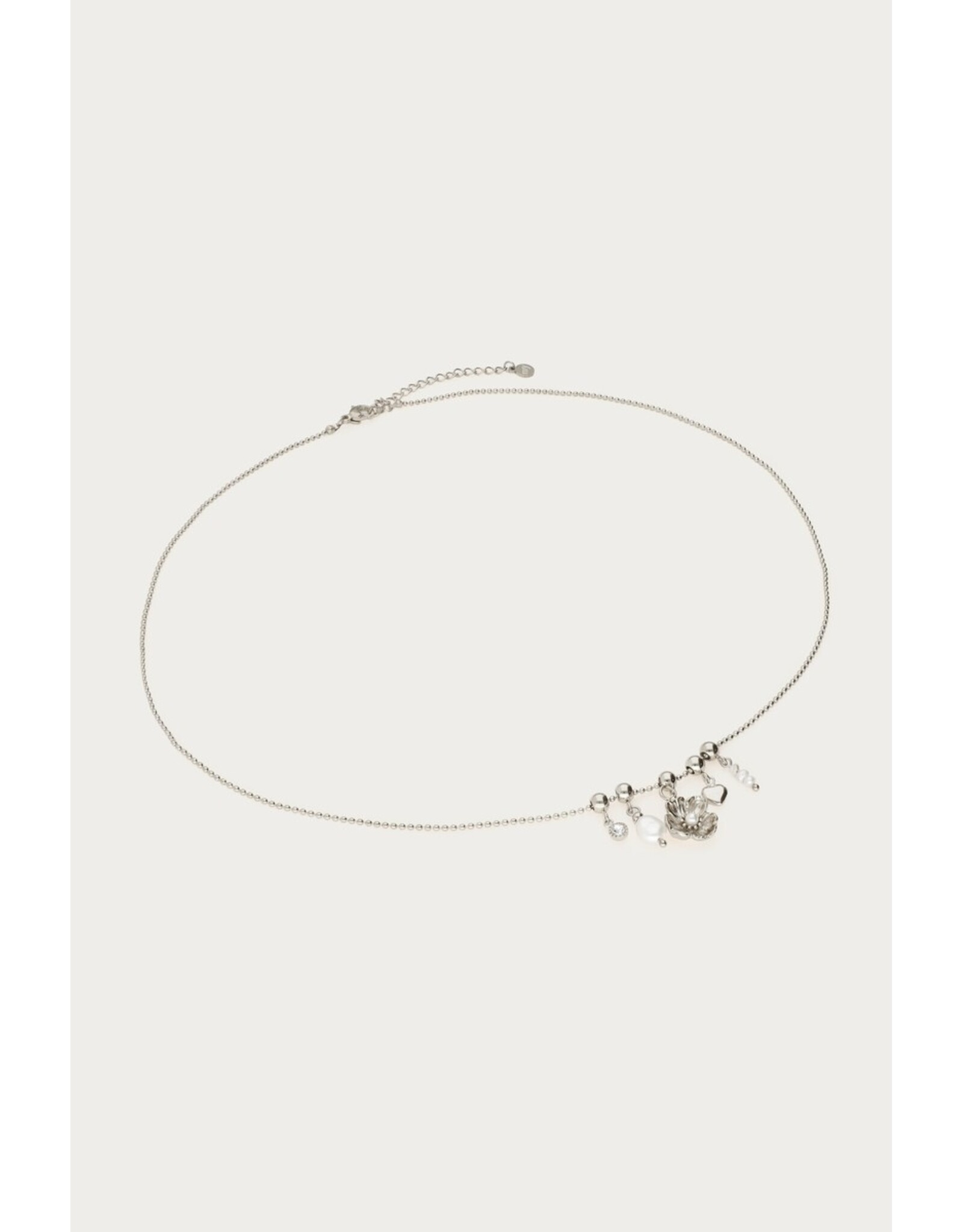 Ketting parel bloem zilver