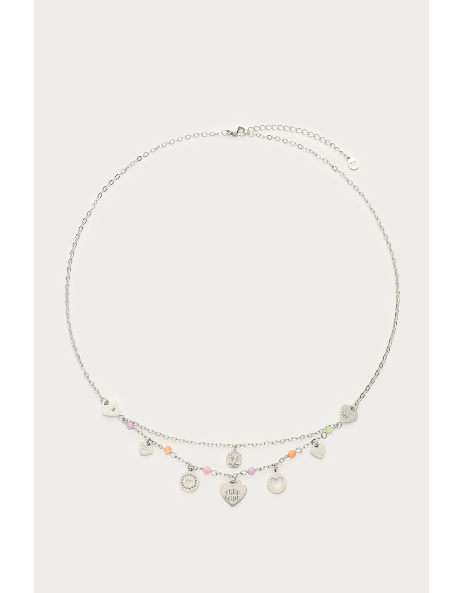Ketting dubbel zilver bedels