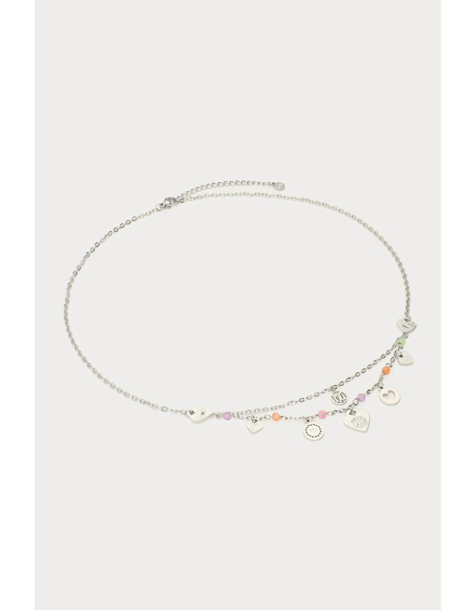 Ketting dubbel zilver bedels