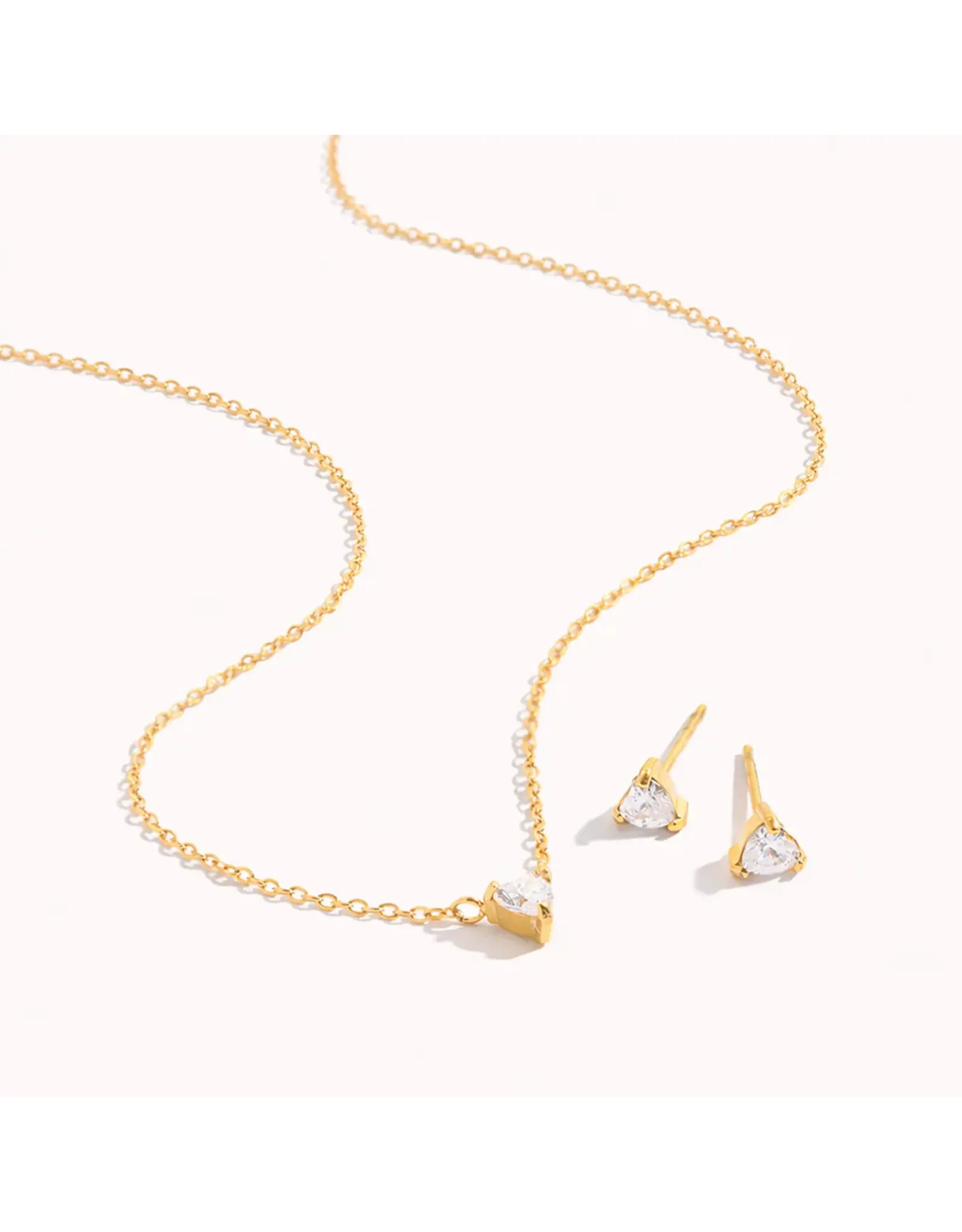 Set studs + ketting gold/white