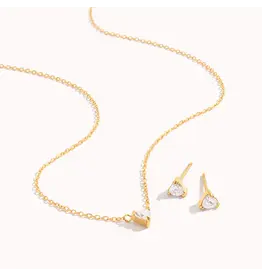 Set studs + ketting gold/white