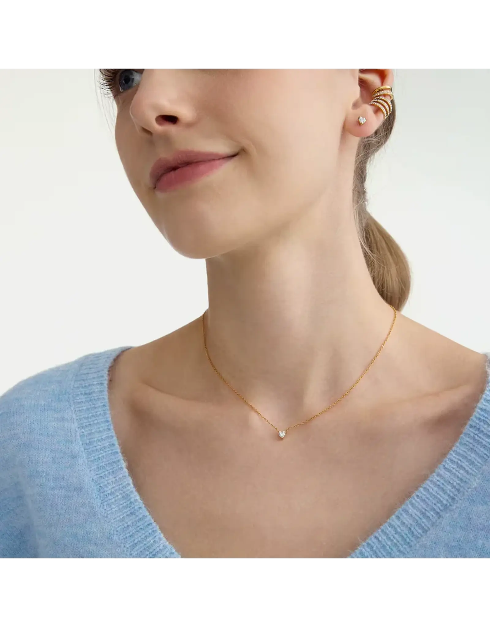 Set studs + ketting gold/white