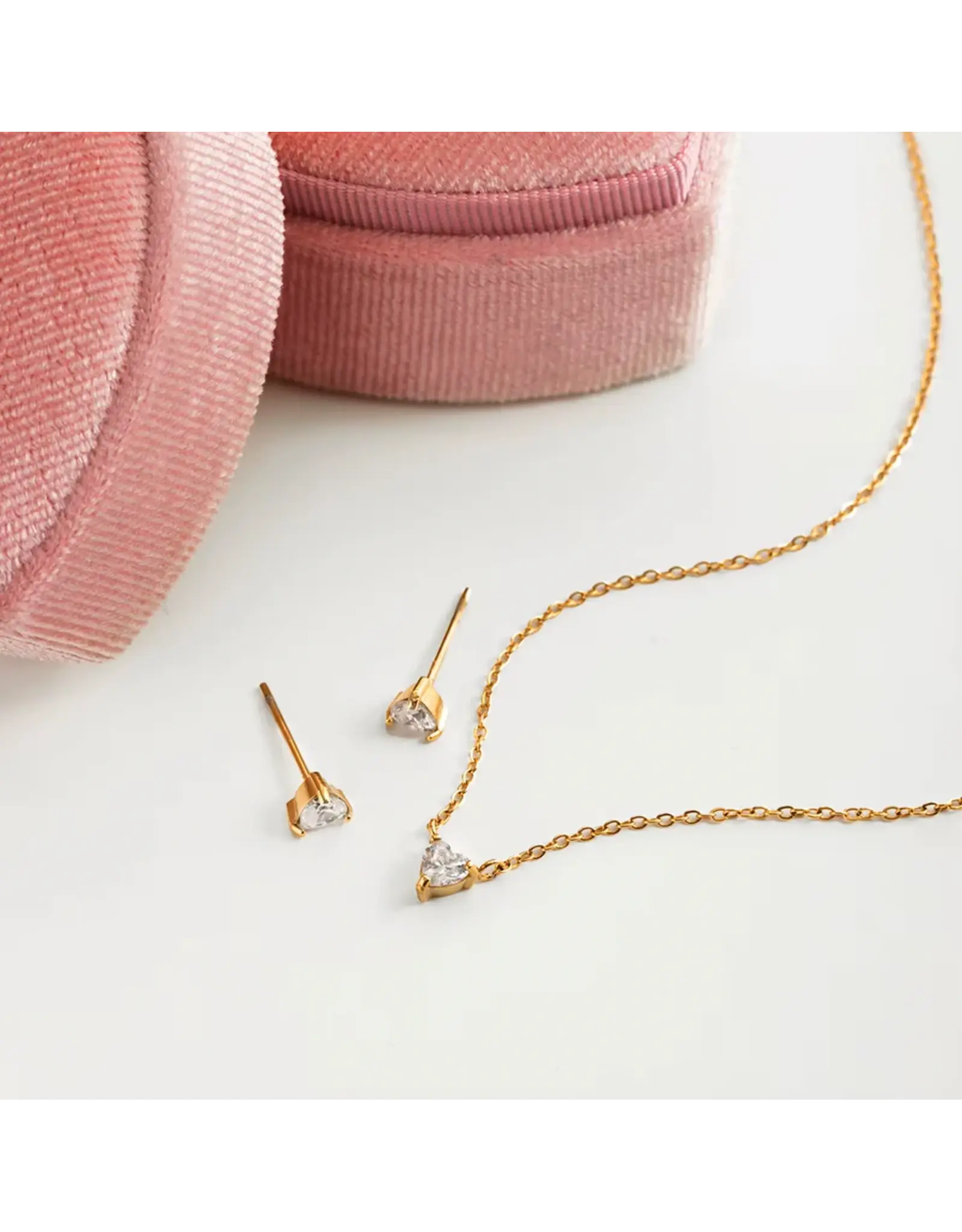 Set studs + ketting gold/white