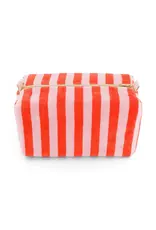 Toilettas badstof strepen rood/roze