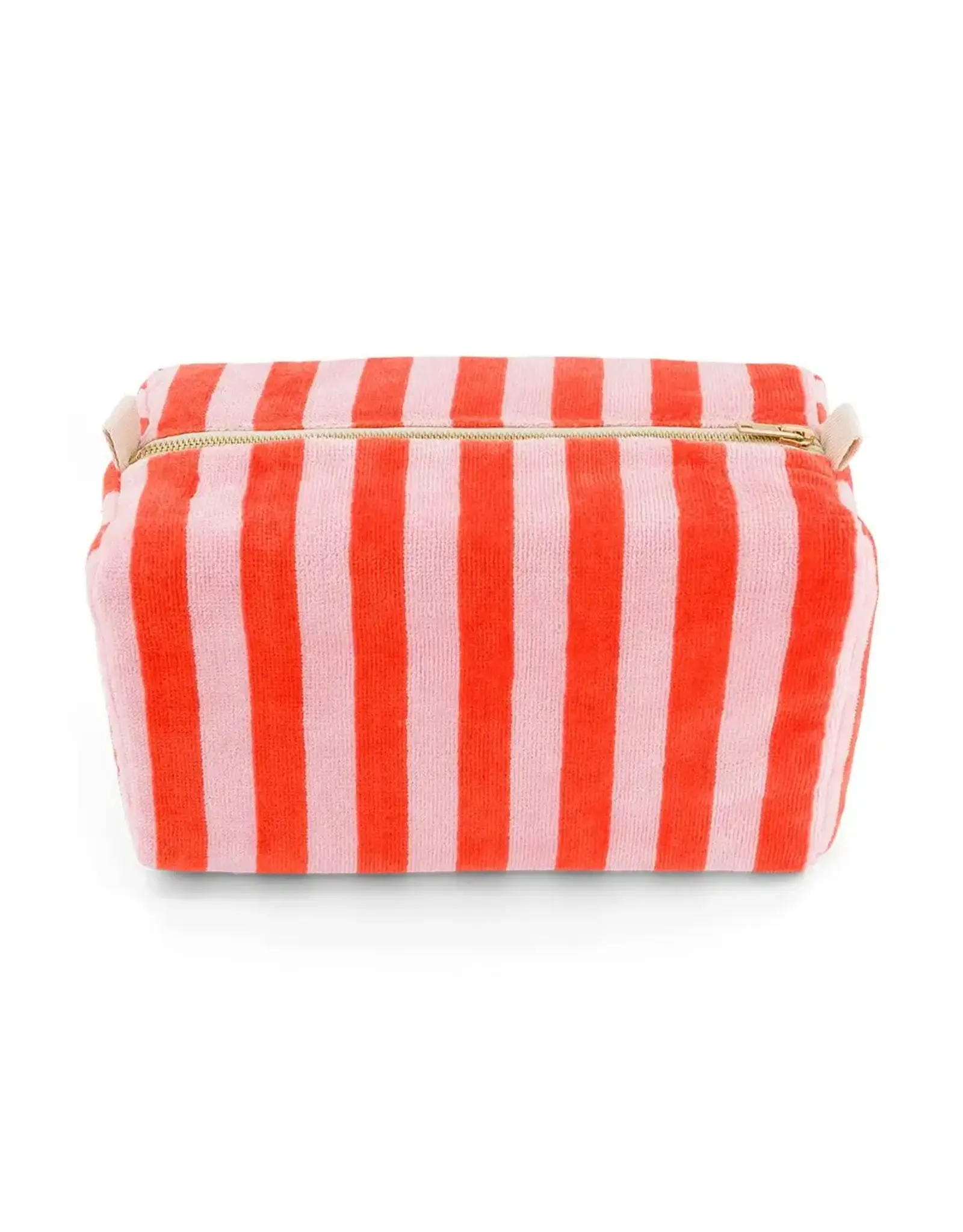 Toilettas badstof strepen rood/roze