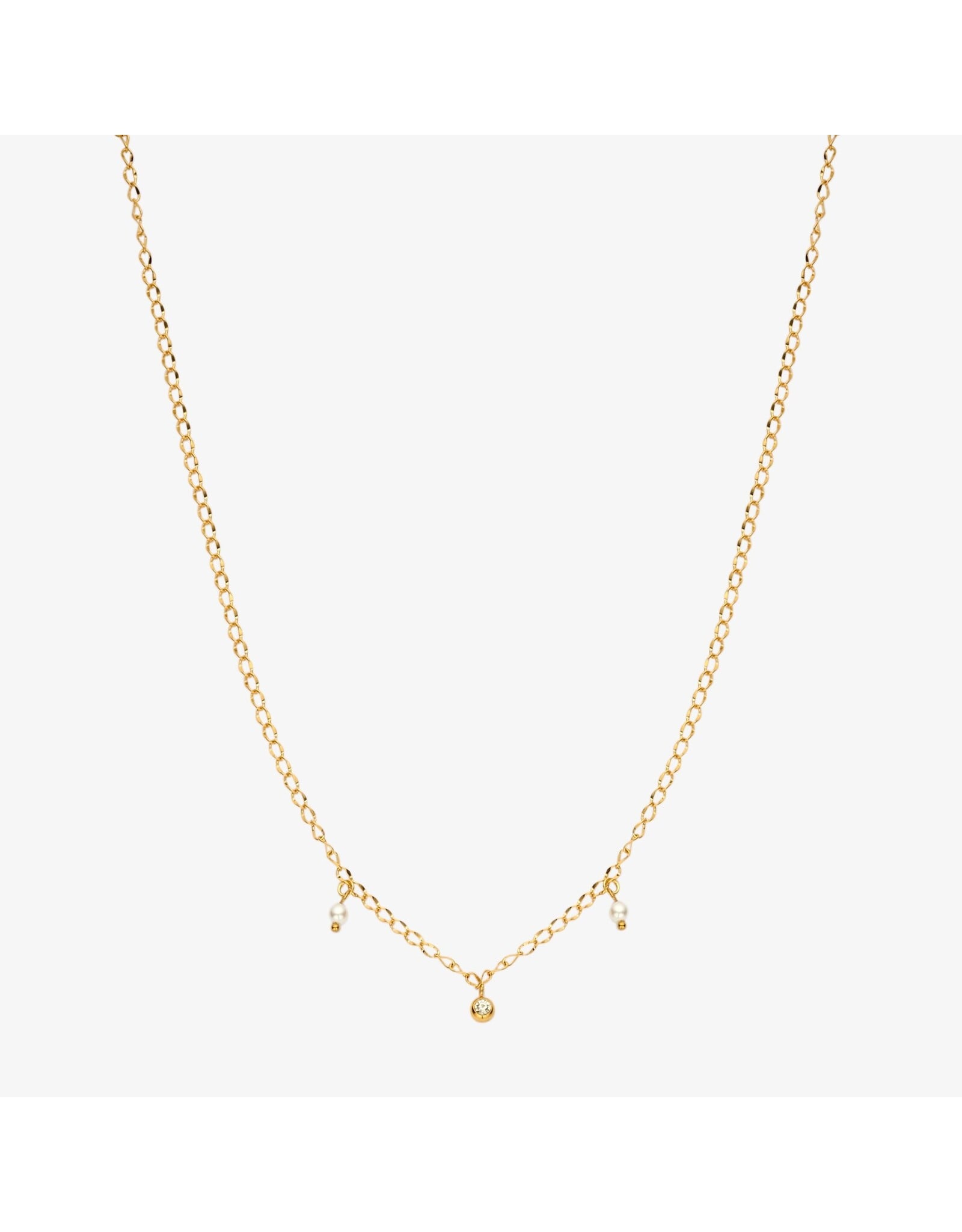 Ketting strass steentje + parels