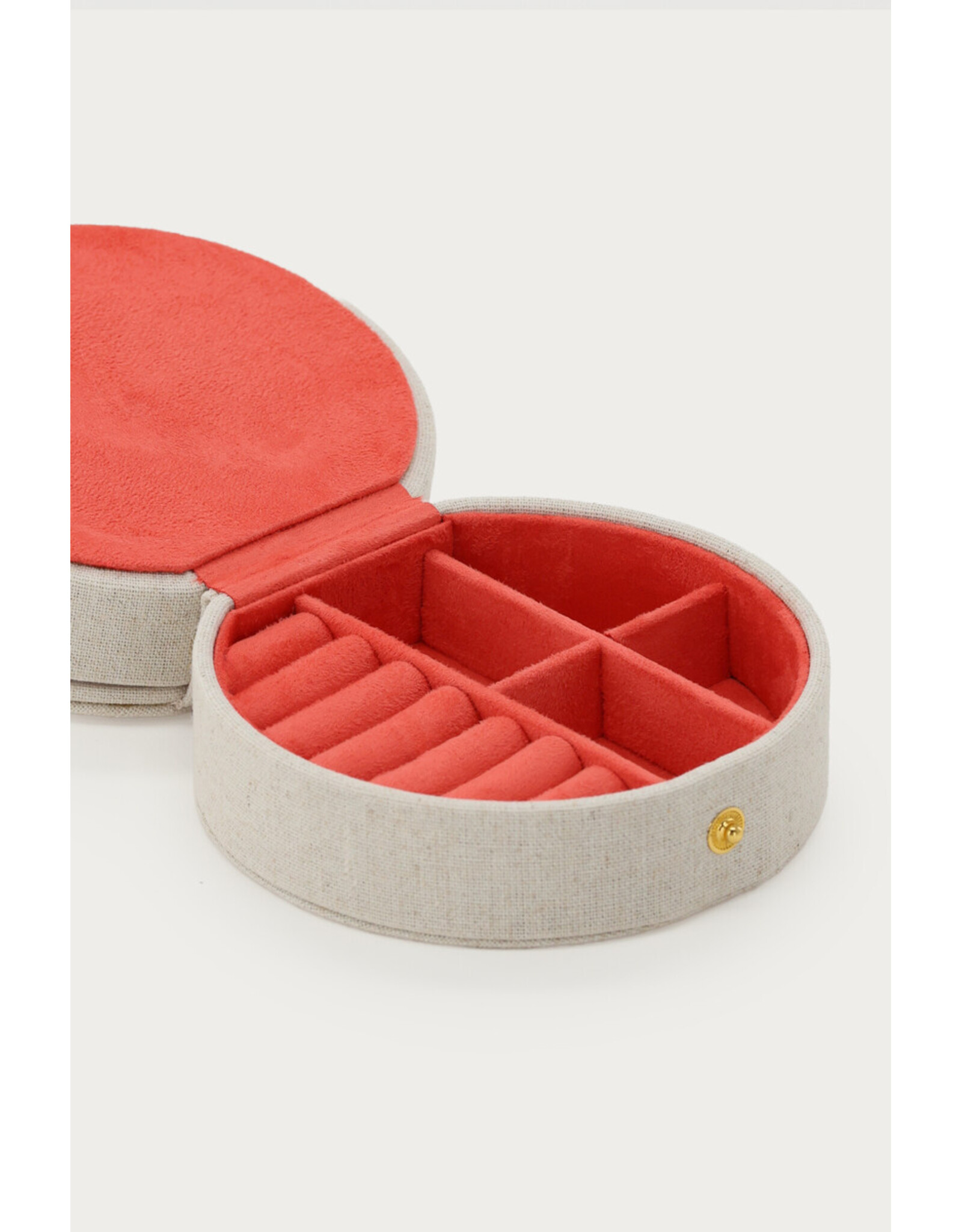 Sieraden etui linnen rond