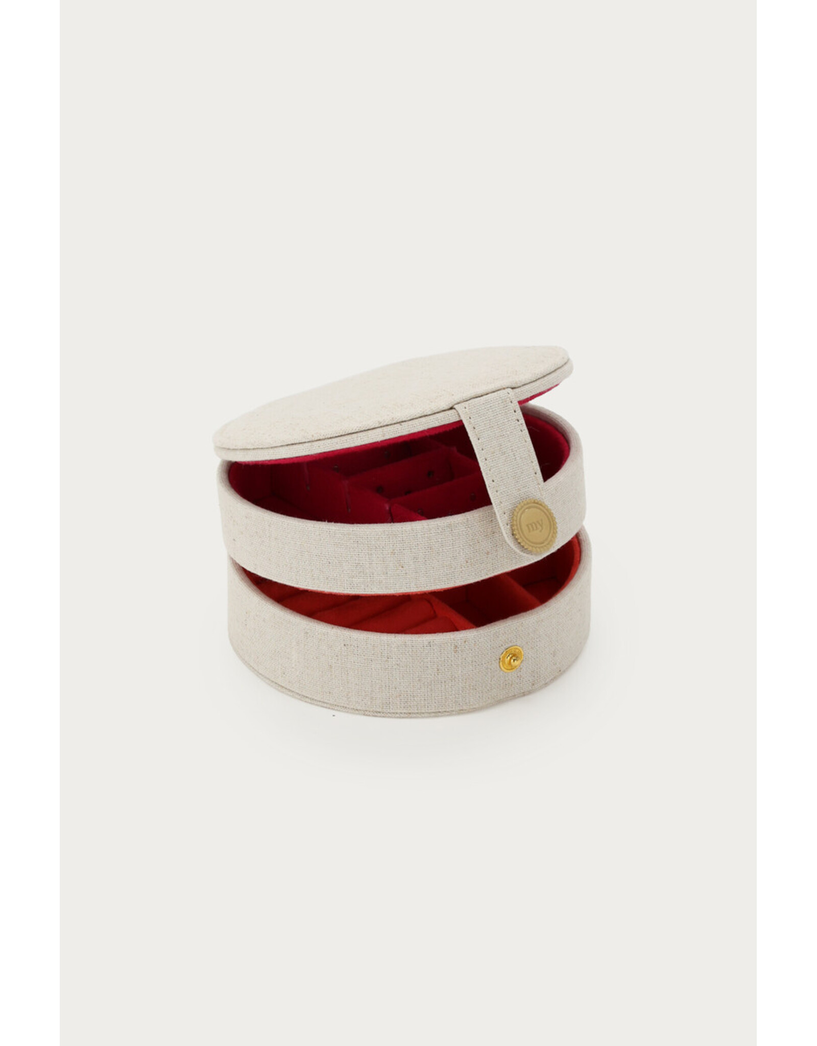 Sieraden etui linnen rond