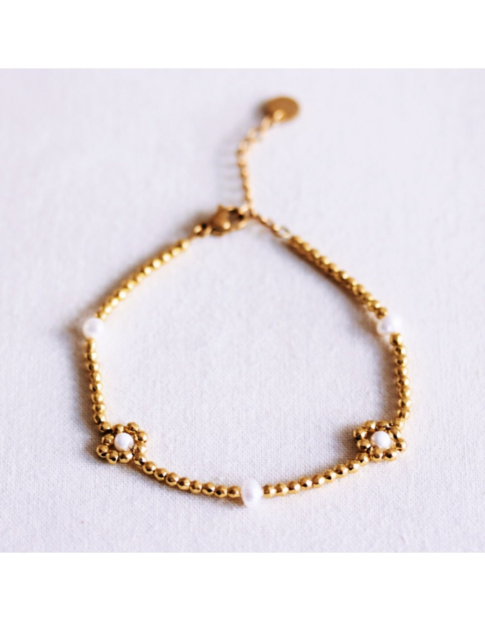 Armband bloemen parels