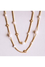 Lange ketting bloemen parels