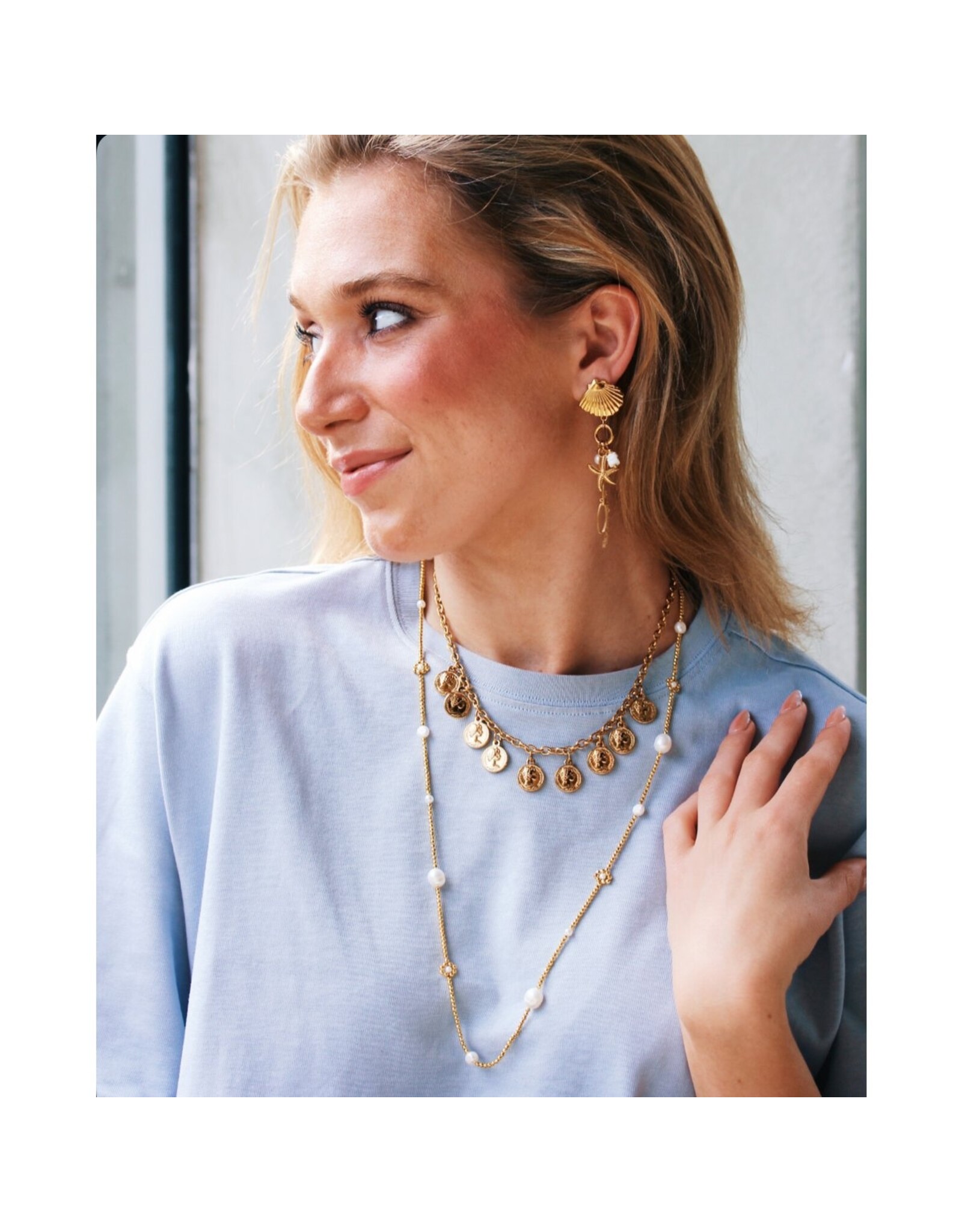 Lange ketting bloemen parels