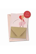 Wenskaart + geld envelop Feestvarkentje