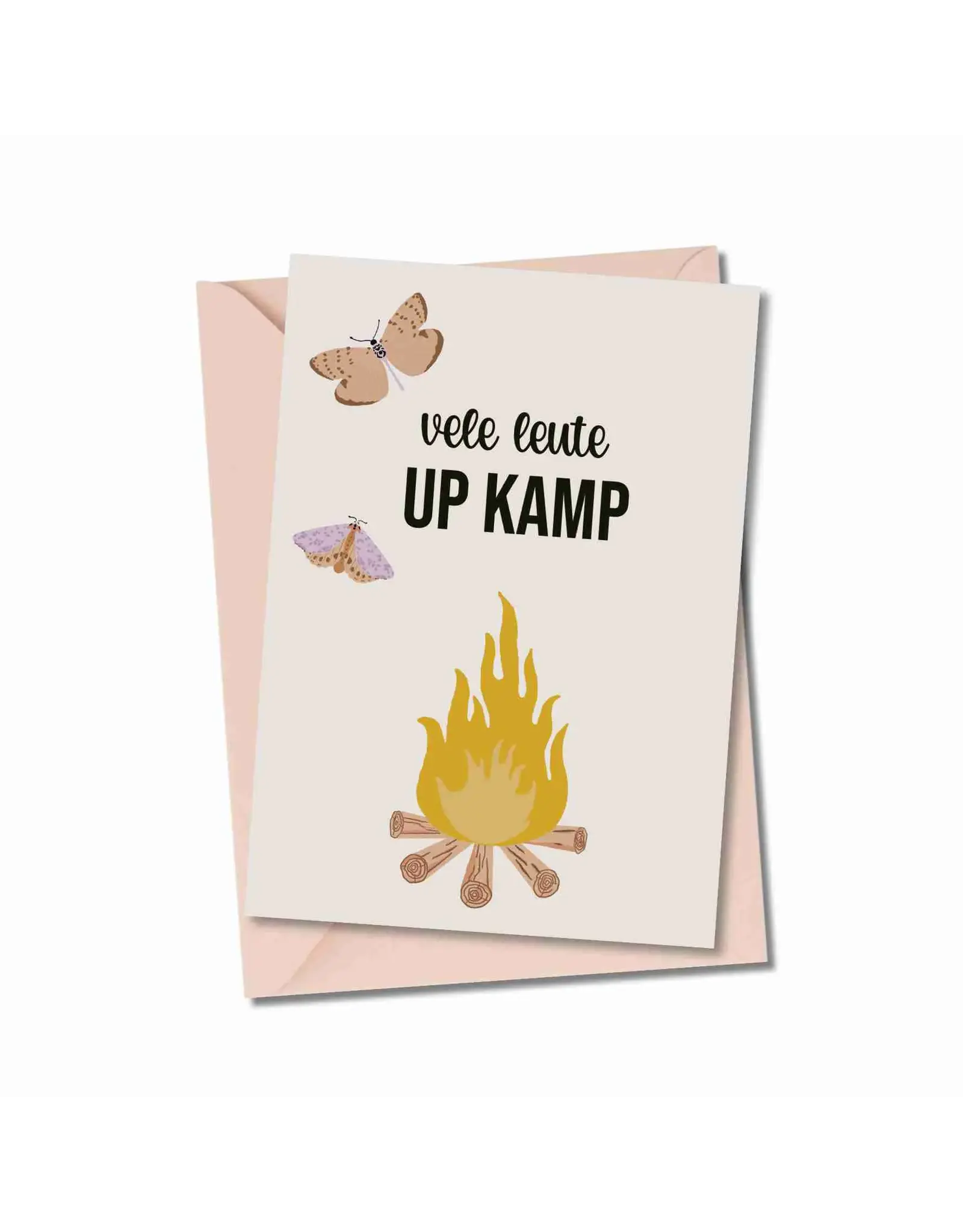 Wenskaart Vele leute op  kamp