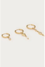 Set 3 oorringen strass parel