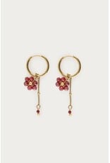 Oorringen bloem burgundy
