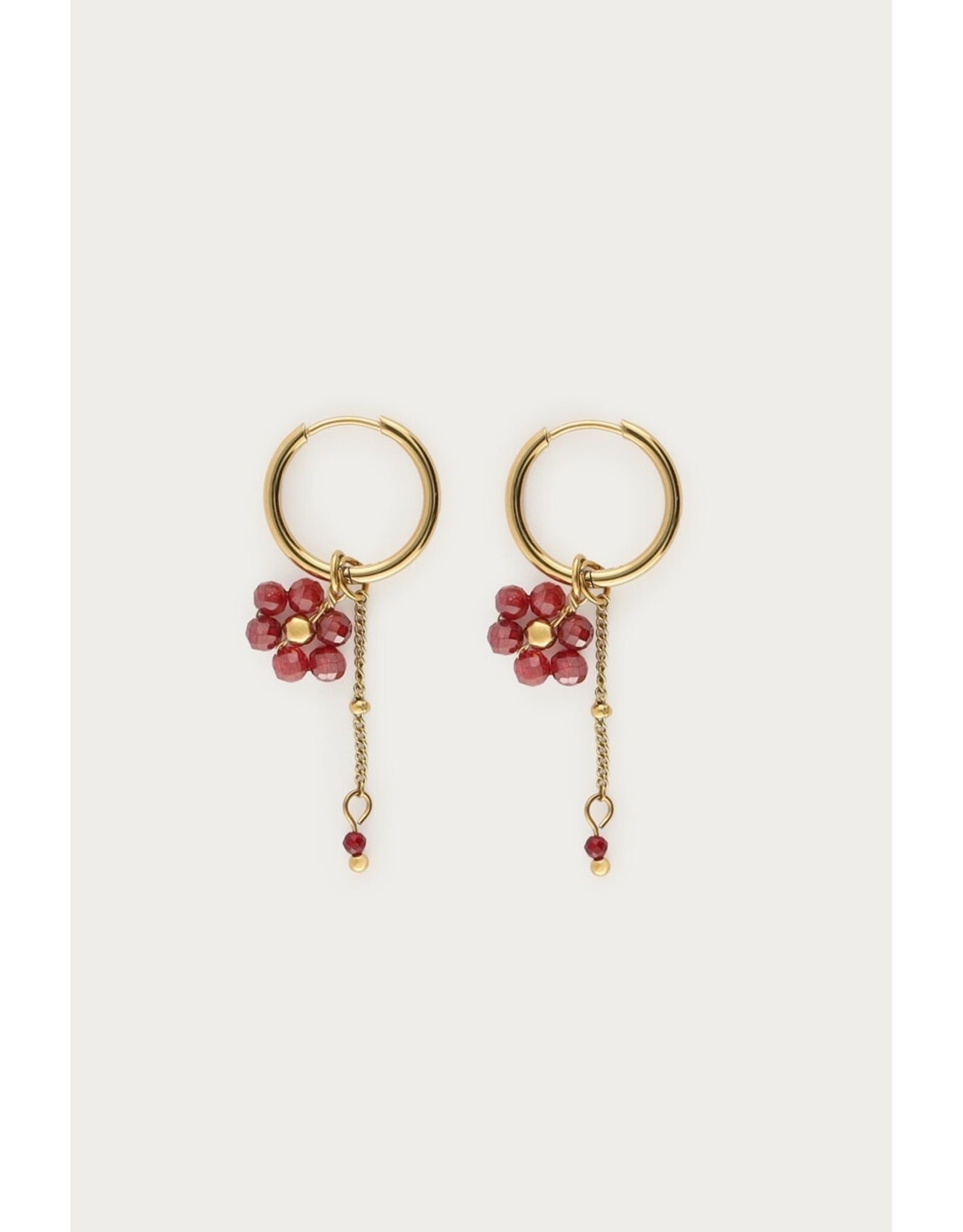 Oorringen bloem burgundy