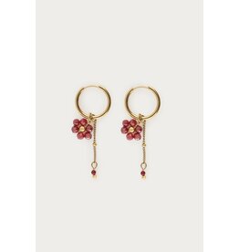 Oorringen bloem burgundy