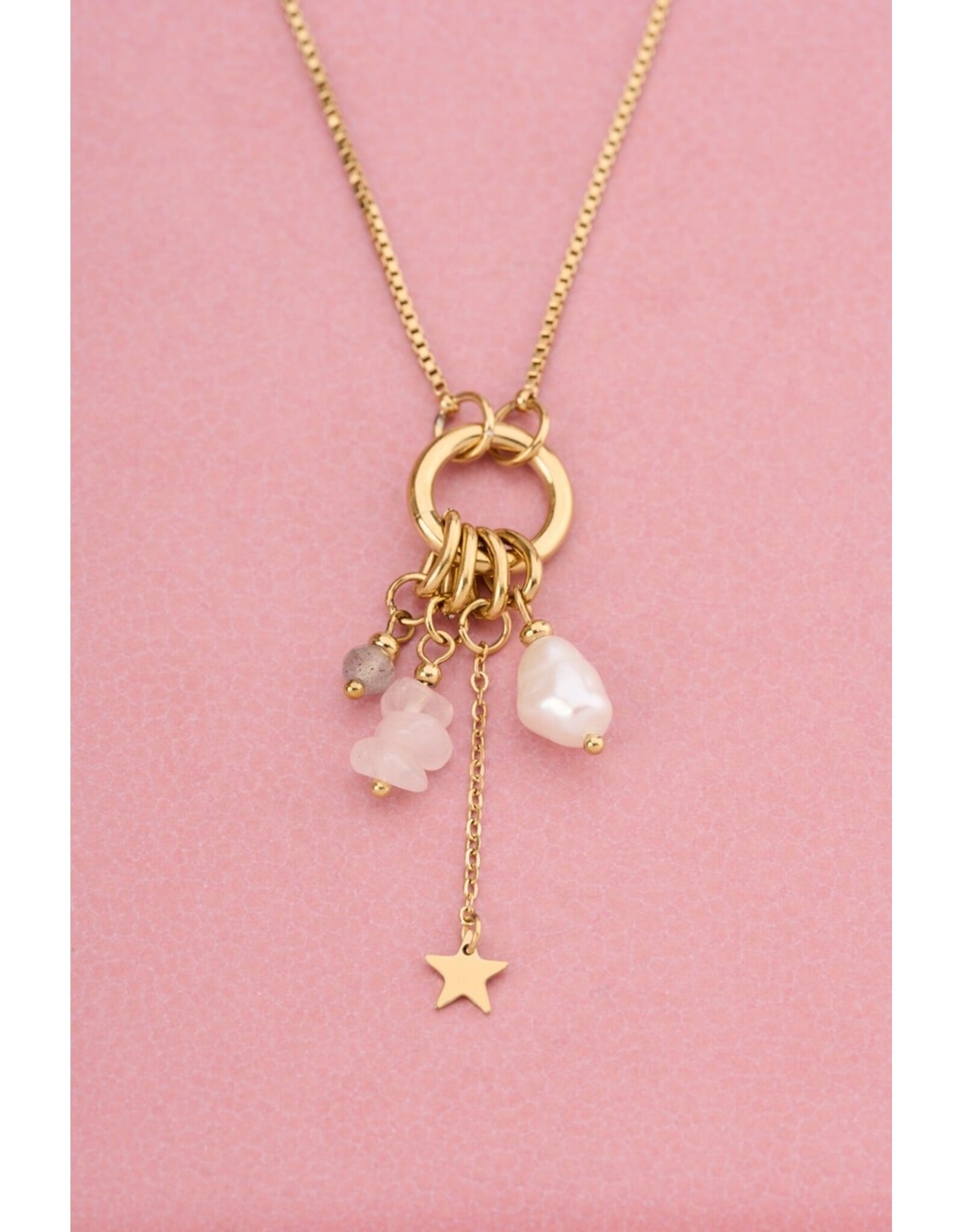 Ketting sunrocks roze parel