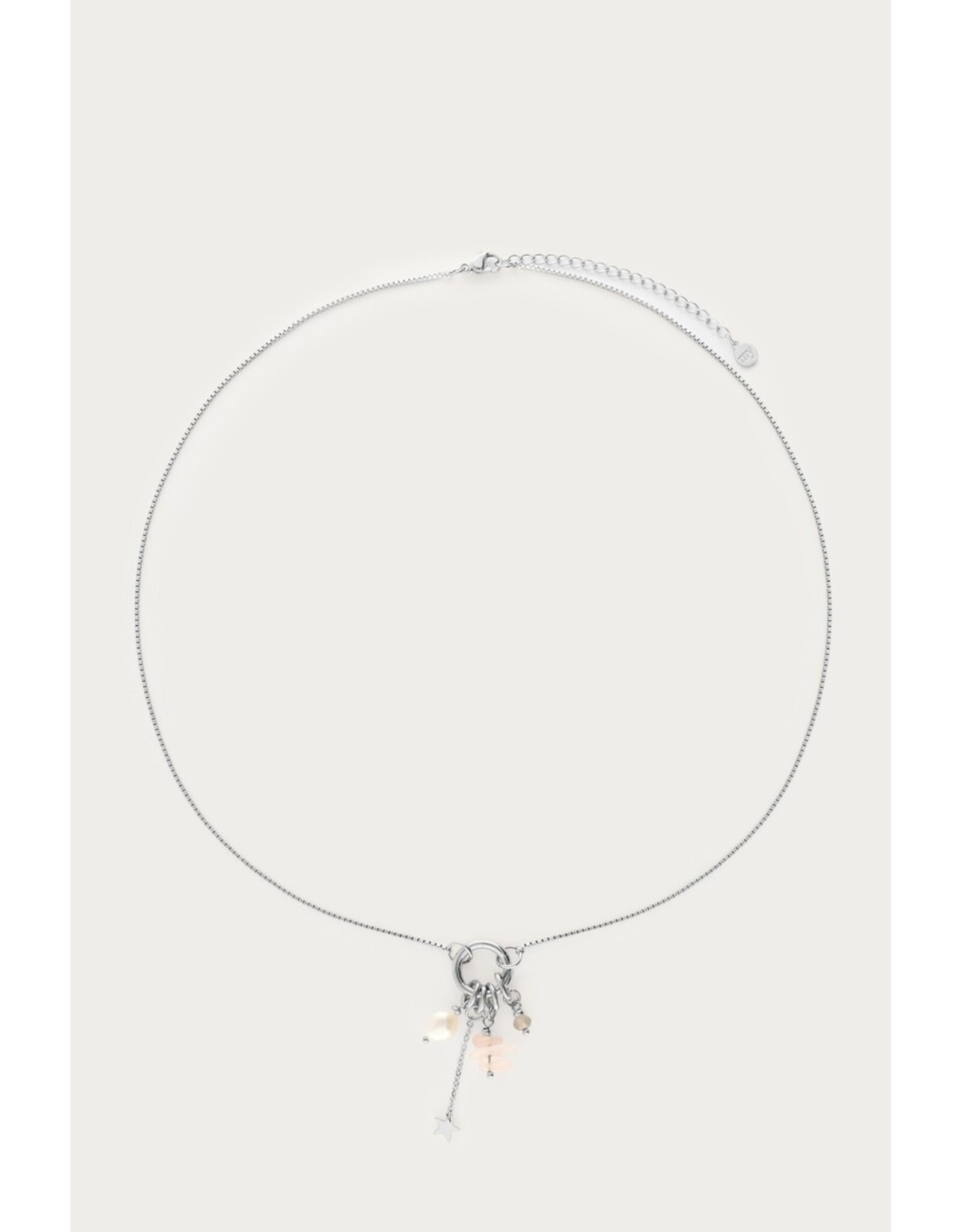 Ketting sunrocks roze parel zilver
