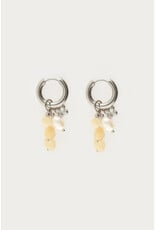Oorringen kralen butter yellow zilver