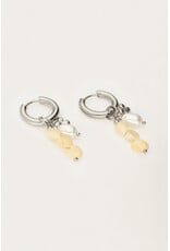 Oorringen kralen butter yellow zilver