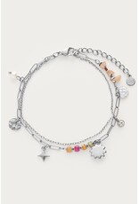 Armband dubbel zon kralen zilver