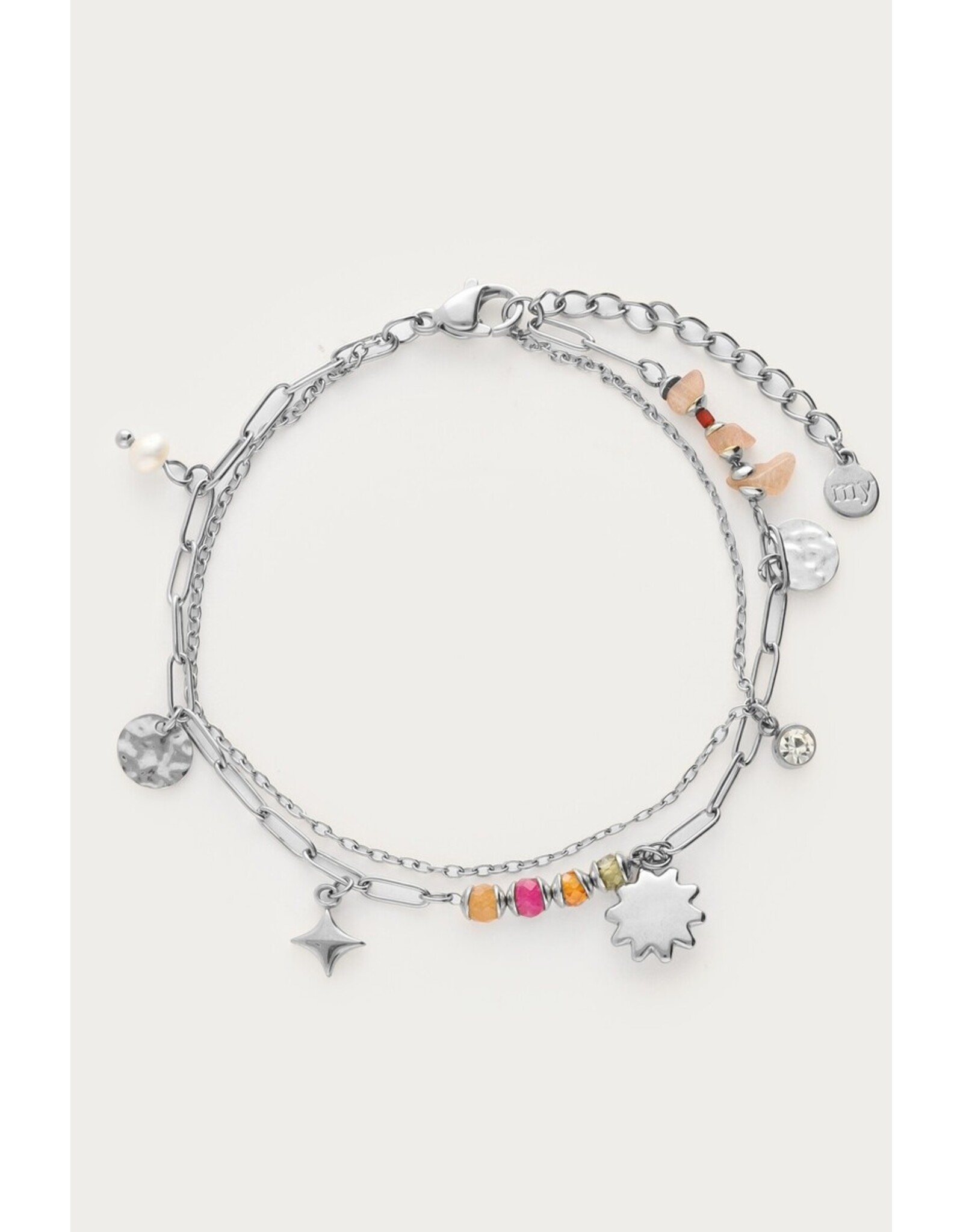 Armband dubbel zon kralen zilver