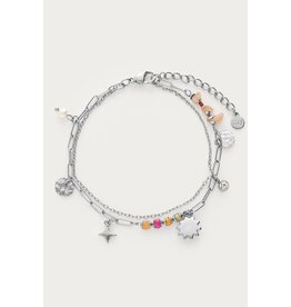 Armband dubbel zon kralen zilver