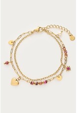 Armband dubbel hart kralen
