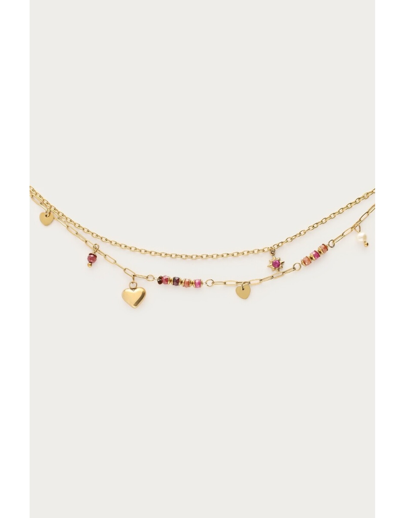 Armband dubbel hart kralen