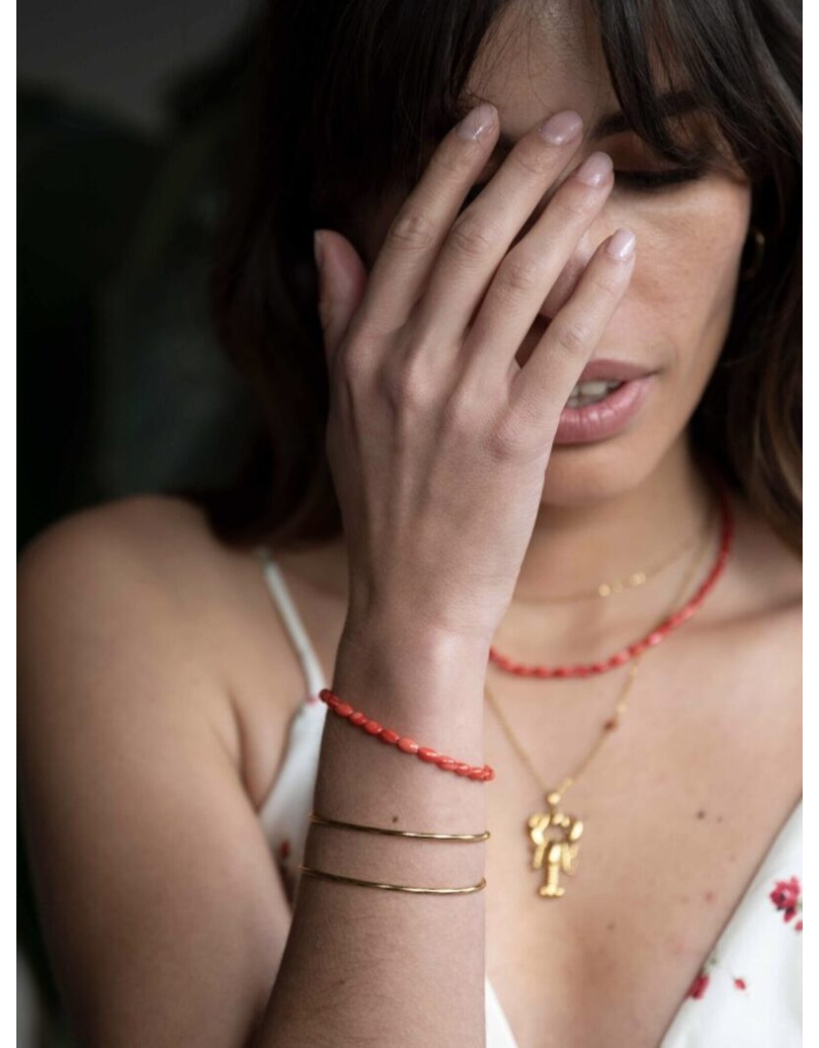 Armband schelp rood
