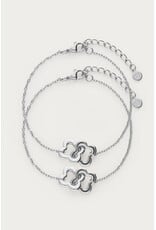 Armbanden set klaver zilver