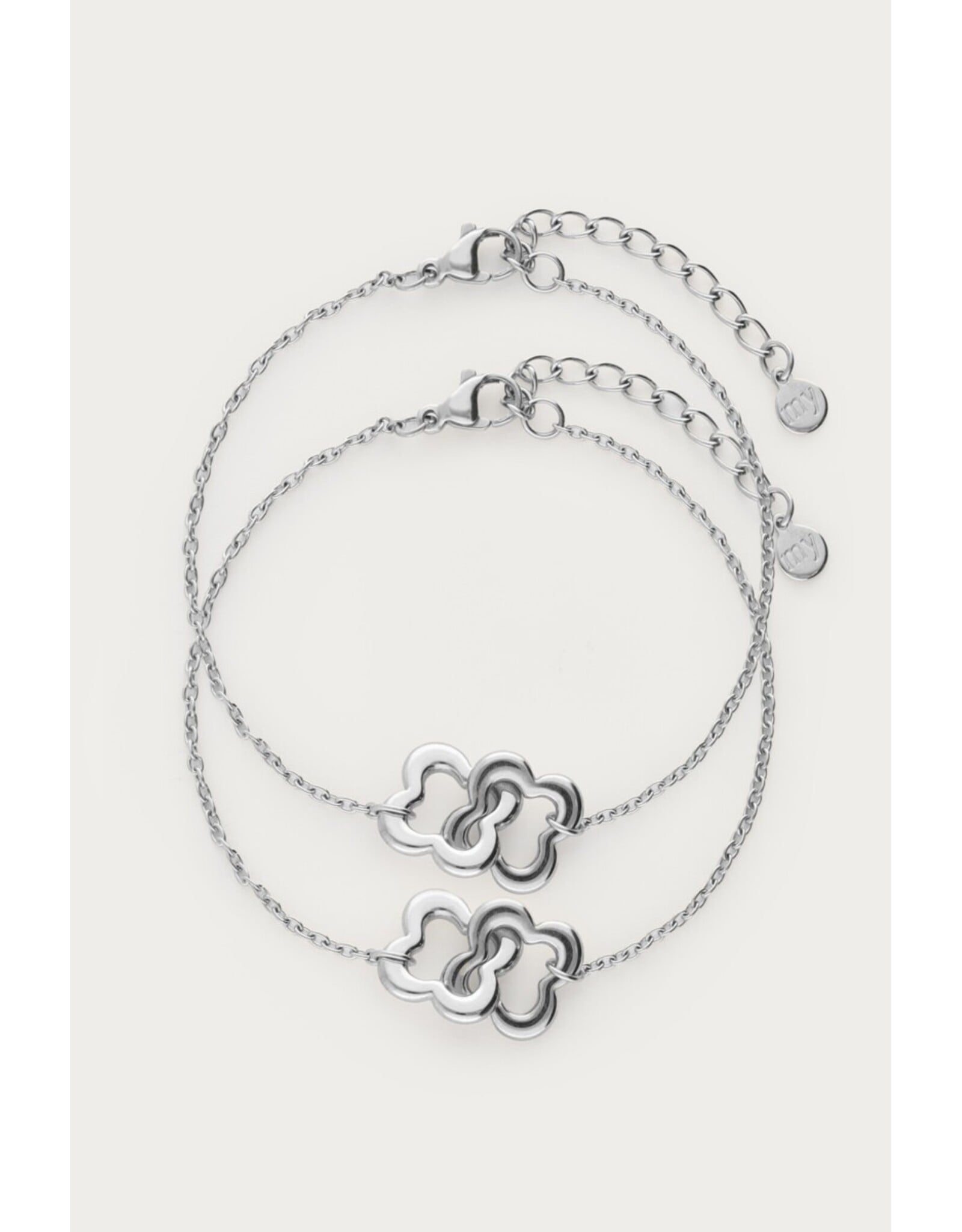 Armbanden set klaver zilver