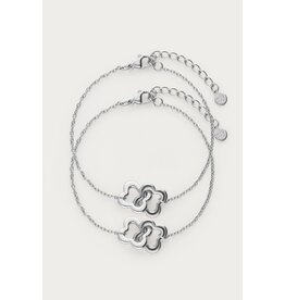 Armbanden set klaver zilver