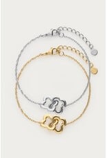 Armbanden set klaver goud-zilver