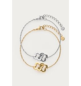 Armbanden set klaver goud-zilver
