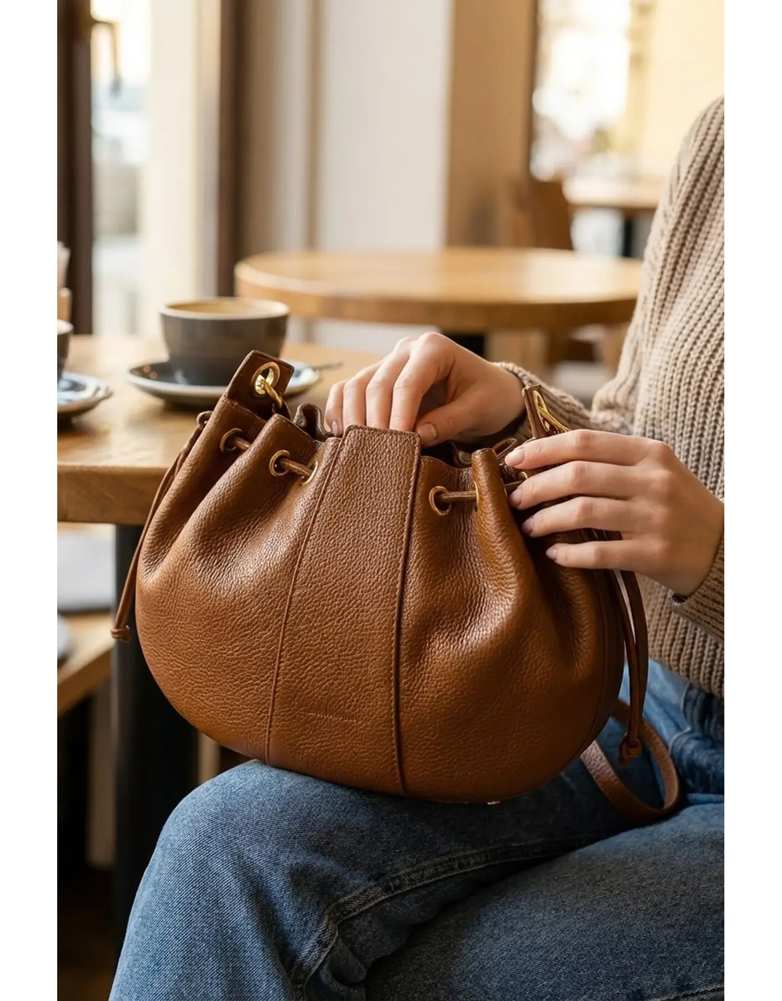 Handtas nou cognac