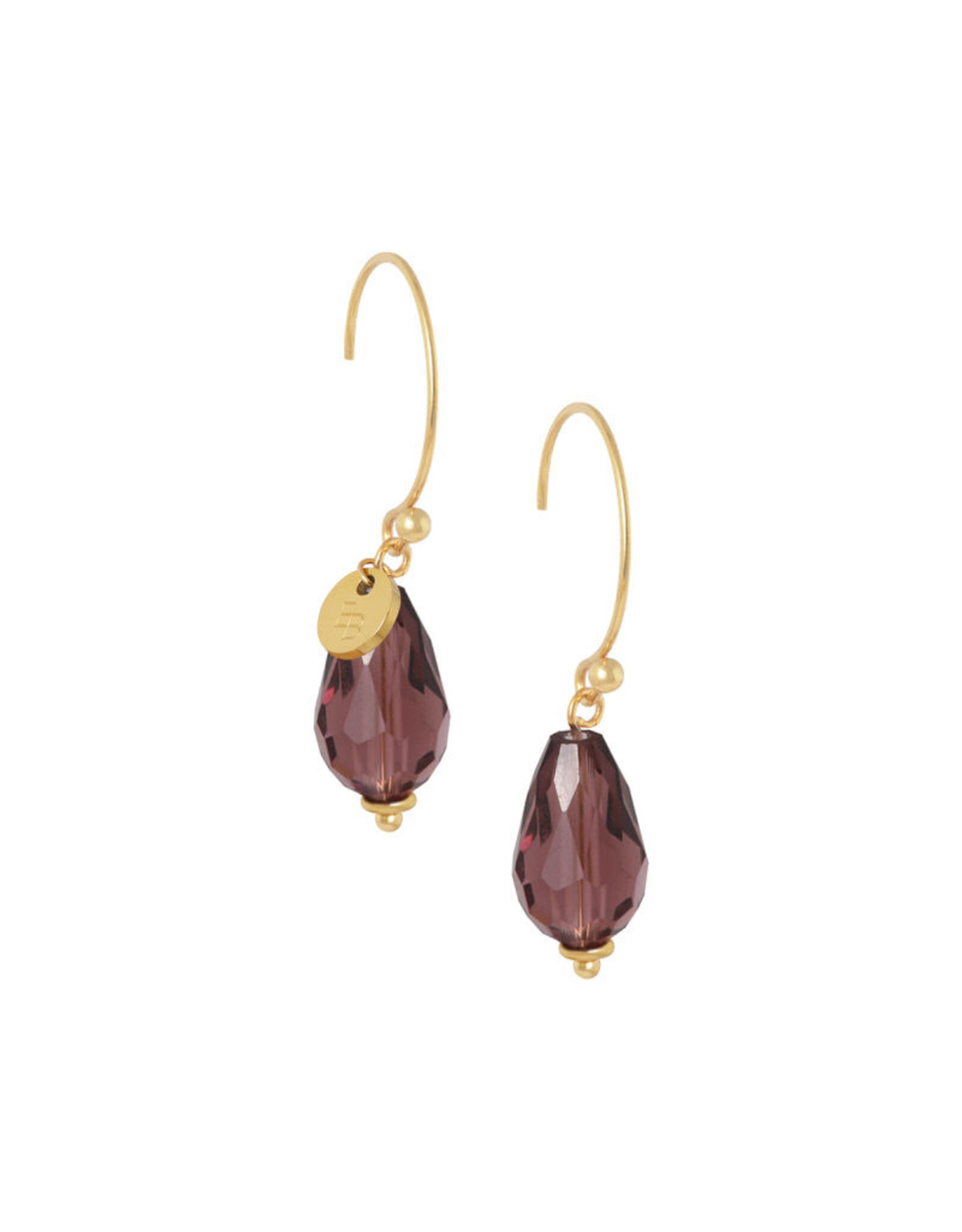 Oorbellen facet drop aubergine