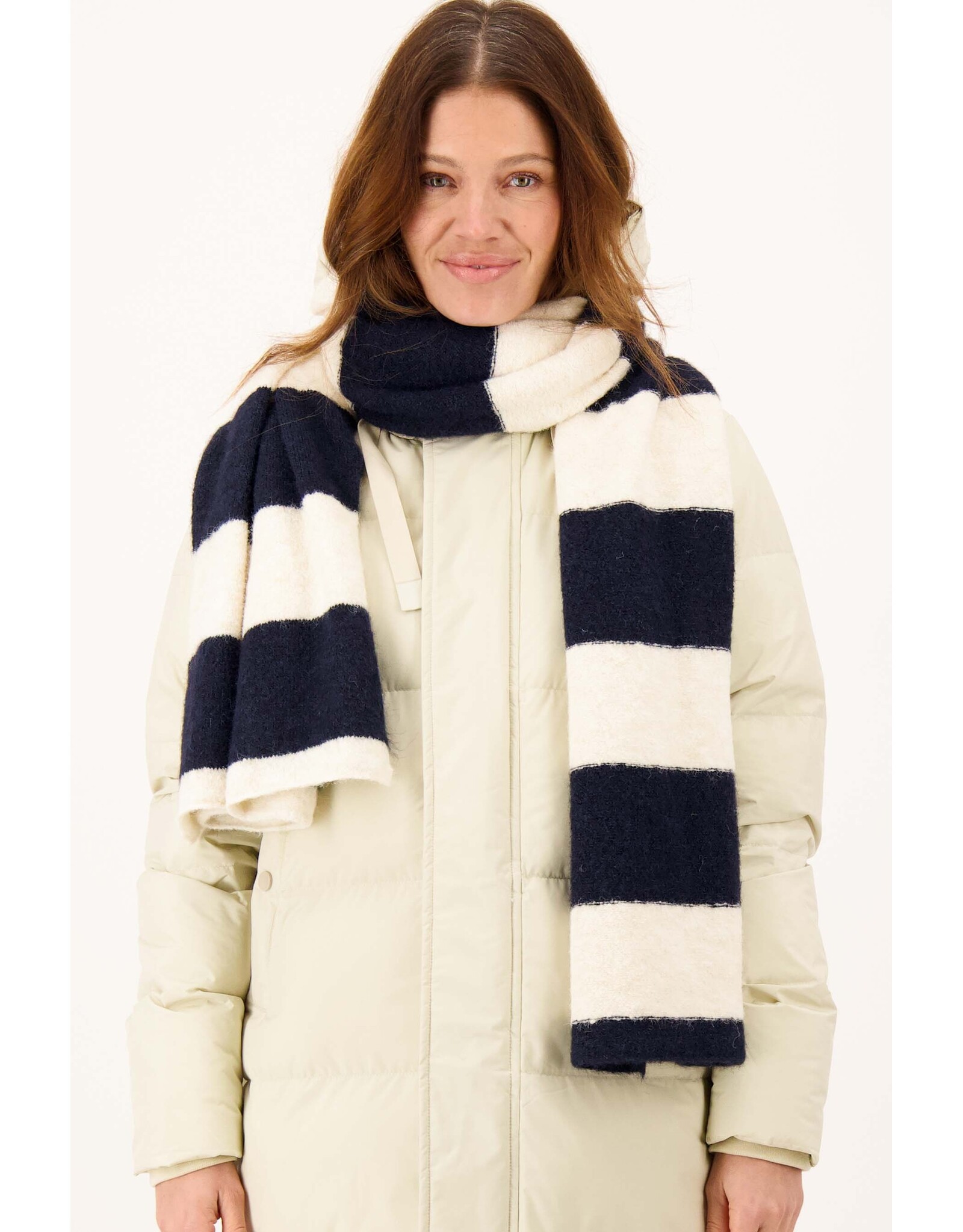 Sjaal stripes off white/navy