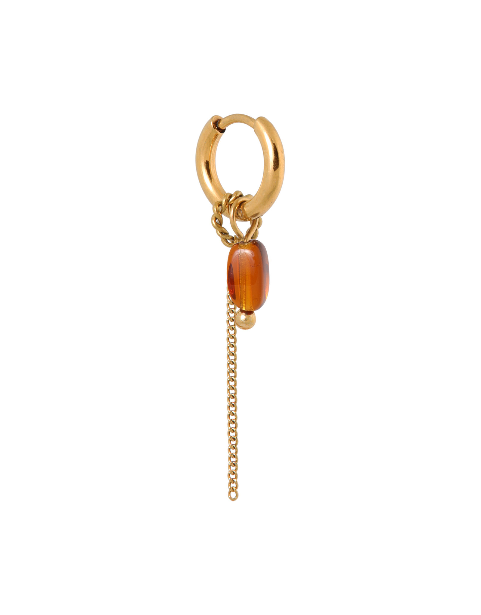 Oorring chain oval brown 1 stuk