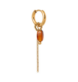Oorring chain oval brown 1 stuk